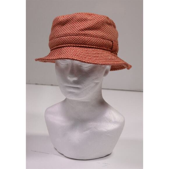 Fairfax Made in England by Failsworth Orange Wool Tweed Bucket Hat Cap 59 cm New - Picture 1 of 4